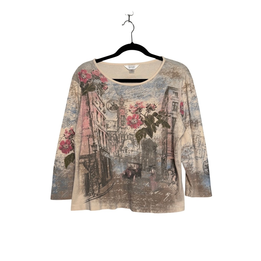 Vintage Y2K Euro Glam Graphic Shirt 3/4 sleeve